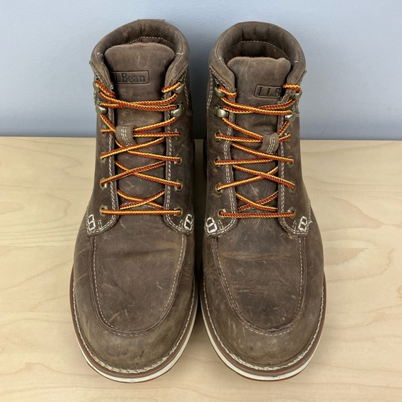 L.L. Bean Women’s Size 10.0 M Stonington Moc Toe Brown Leather Boots Lace Up - Picture 4 of 11